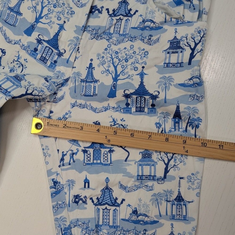Gretchen Scott Pagoda Toile Pants Womens 29 Blue White Chinoiserie - Picture 5 of 7